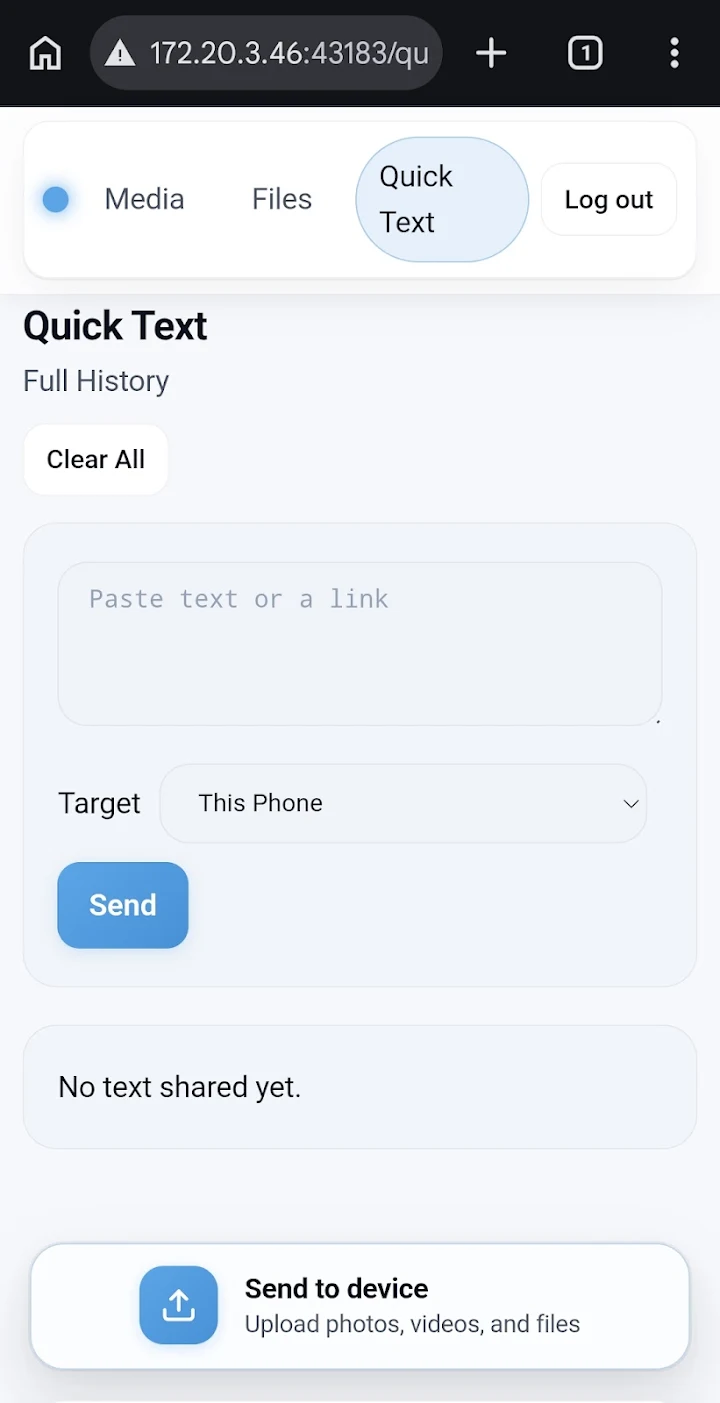 DirectServe screenshot — two-way transfer with PIN protection controls