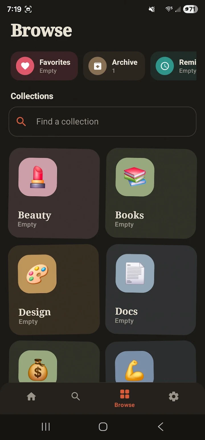 PettiBox screenshot — reminders for saved items