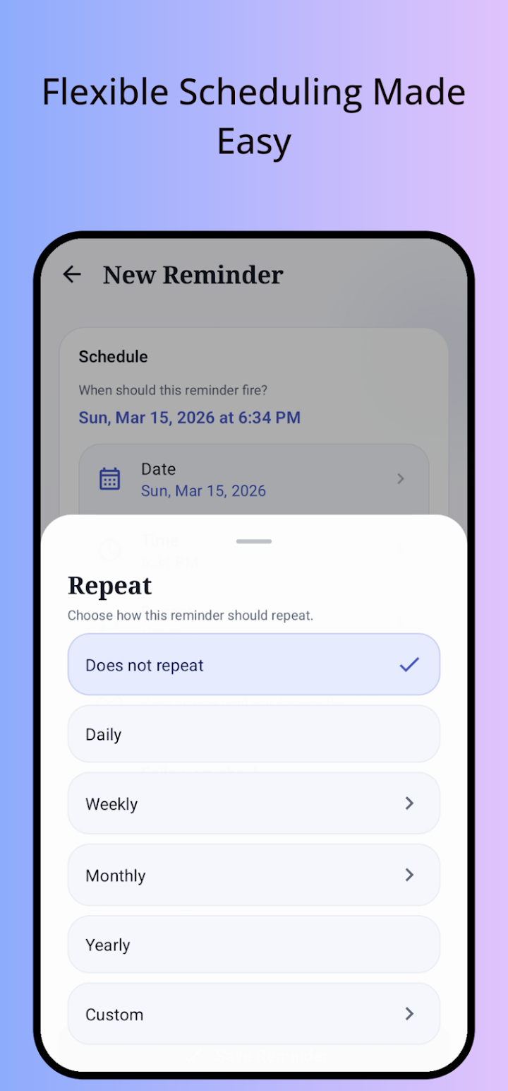 SpeakAlert screenshot — upcoming and missed reminders list